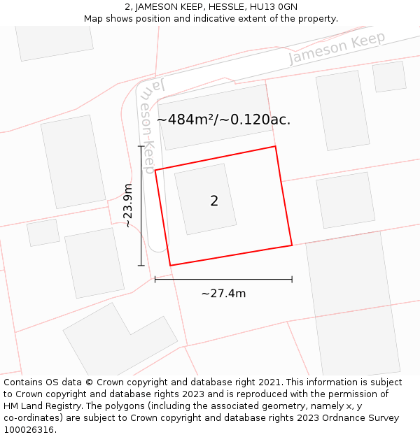 2, JAMESON KEEP, HESSLE, HU13 0GN: Plot and title map