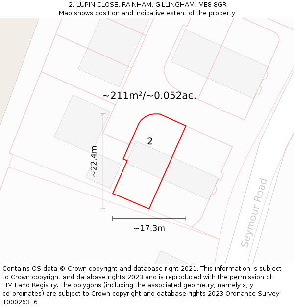 2, LUPIN CLOSE, RAINHAM, GILLINGHAM, ME8 8GR: Plot and title map