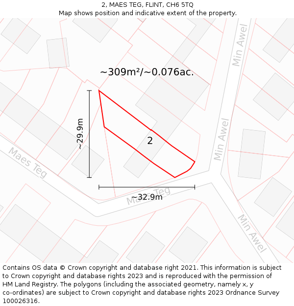 2, MAES TEG, FLINT, CH6 5TQ: Plot and title map