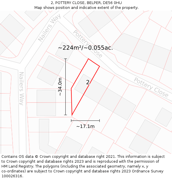 2, POTTERY CLOSE, BELPER, DE56 0HU: Plot and title map