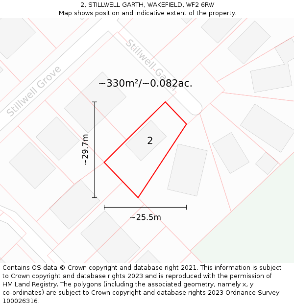 2, STILLWELL GARTH, WAKEFIELD, WF2 6RW: Plot and title map