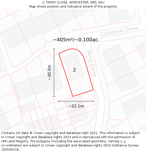 2, TANSY CLOSE, WORCESTER, WR5 3SU: Plot and title map