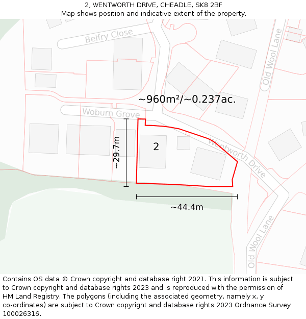 2, WENTWORTH DRIVE, CHEADLE, SK8 2BF: Plot and title map