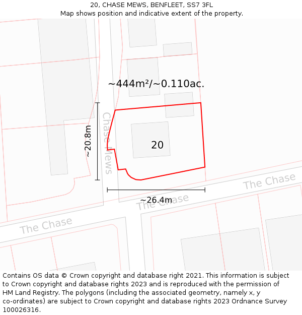 20, CHASE MEWS, BENFLEET, SS7 3FL: Plot and title map