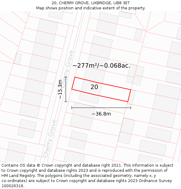 20, CHERRY GROVE, UXBRIDGE, UB8 3ET: Plot and title map