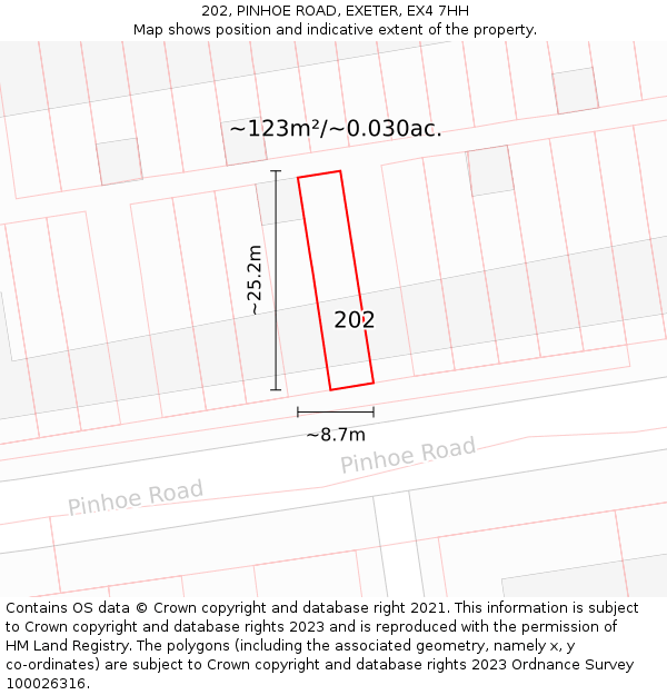 202, PINHOE ROAD, EXETER, EX4 7HH: Plot and title map