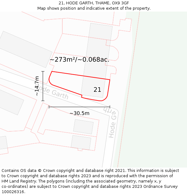 21, HODE GARTH, THAME, OX9 3GF: Plot and title map