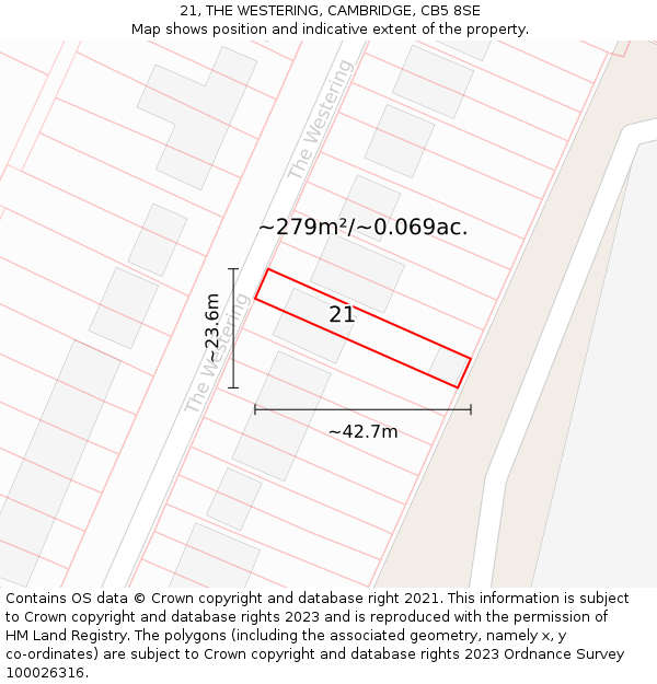 21, THE WESTERING, CAMBRIDGE, CB5 8SE: Plot and title map