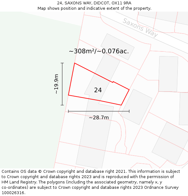 24, SAXONS WAY, DIDCOT, OX11 9RA: Plot and title map