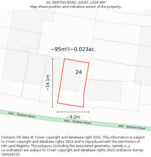 24, SKIPTON ROAD, ILKLEY, LS29 9EP: Plot and title map