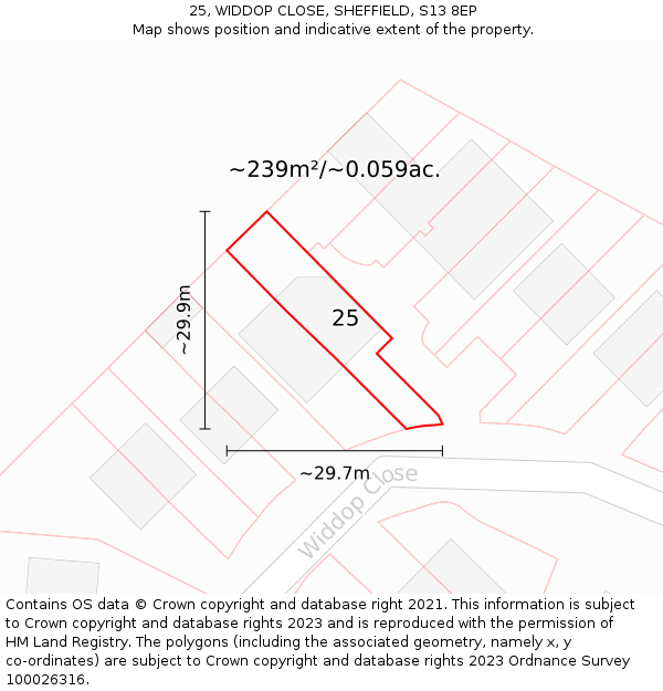 25, WIDDOP CLOSE, SHEFFIELD, S13 8EP: Plot and title map