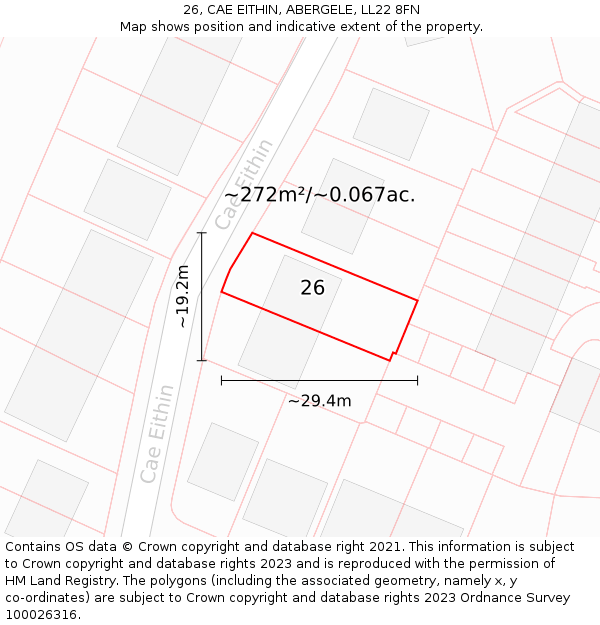 26, CAE EITHIN, ABERGELE, LL22 8FN: Plot and title map