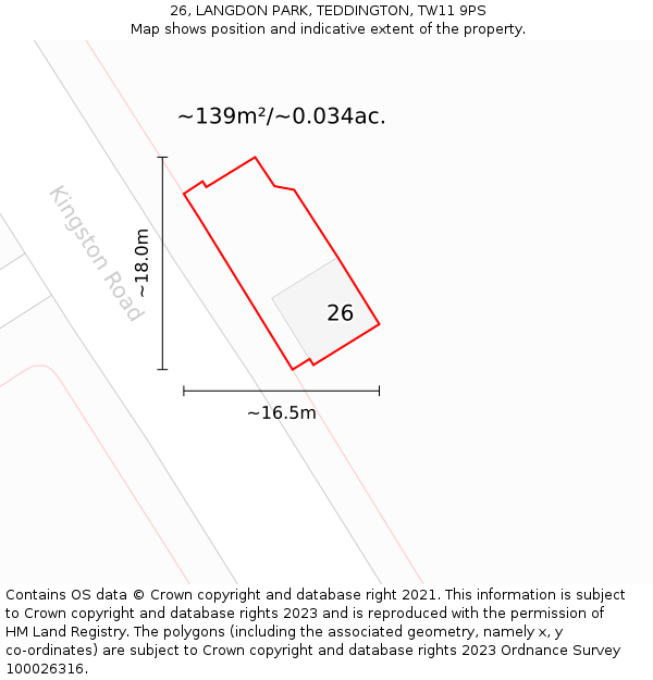 26, LANGDON PARK, TEDDINGTON, TW11 9PS: Plot and title map