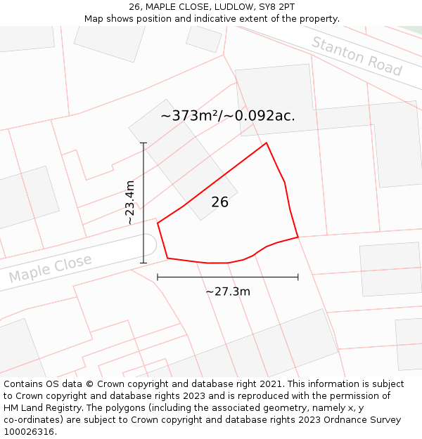 26, MAPLE CLOSE, LUDLOW, SY8 2PT: Plot and title map