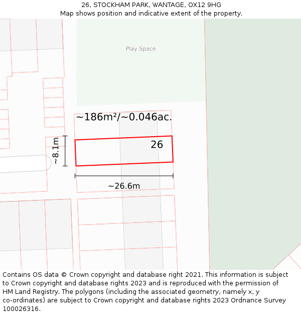 26, STOCKHAM PARK, WANTAGE, OX12 9HG: Plot and title map