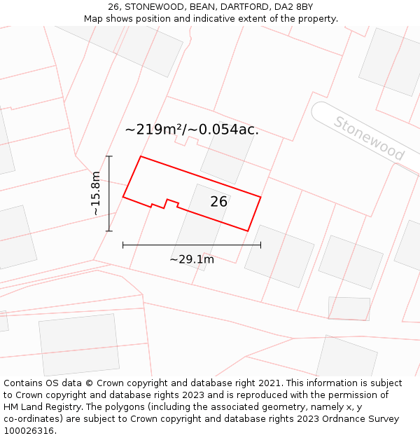 26, STONEWOOD, BEAN, DARTFORD, DA2 8BY: Plot and title map