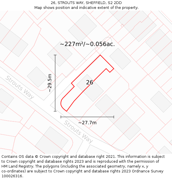 26, STROUTS WAY, SHEFFIELD, S2 2DD: Plot and title map