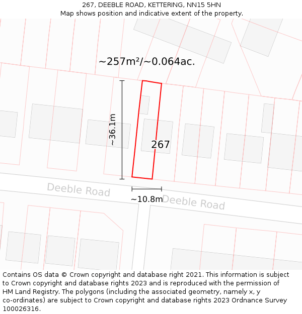 267, DEEBLE ROAD, KETTERING, NN15 5HN: Plot and title map