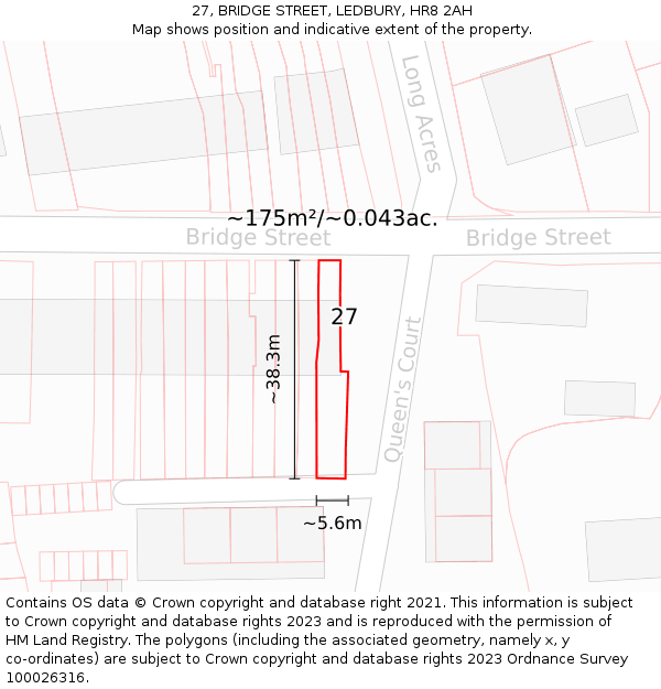 27, BRIDGE STREET, LEDBURY, HR8 2AH: Plot and title map