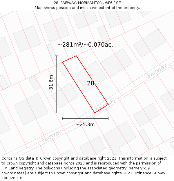 28, FAIRWAY, NORMANTON, WF6 1SE: Plot and title map