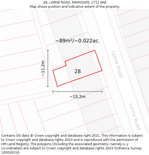 28, LORNE ROAD, RAMSGATE, CT11 0AE: Plot and title map