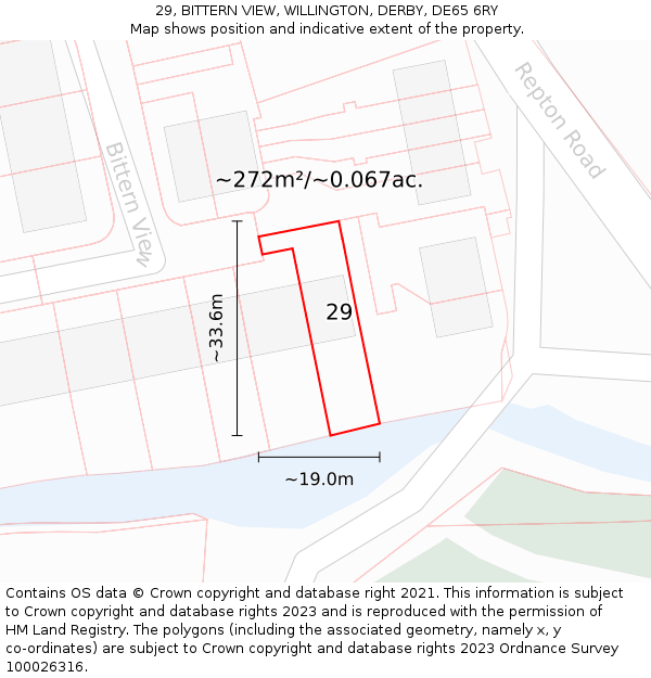 29, BITTERN VIEW, WILLINGTON, DERBY, DE65 6RY: Plot and title map
