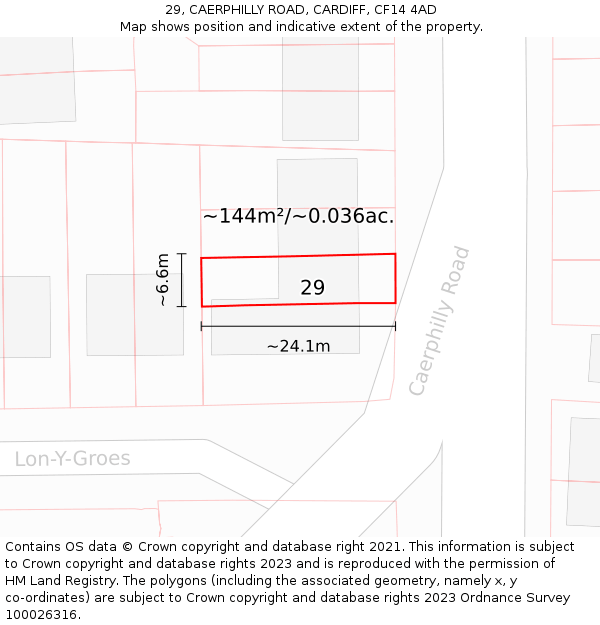 29, CAERPHILLY ROAD, CARDIFF, CF14 4AD: Plot and title map