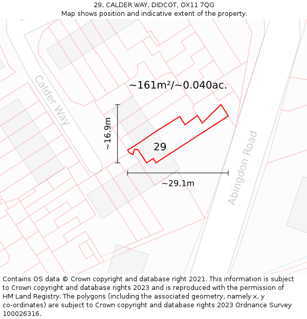 29, CALDER WAY, DIDCOT, OX11 7QG: Plot and title map