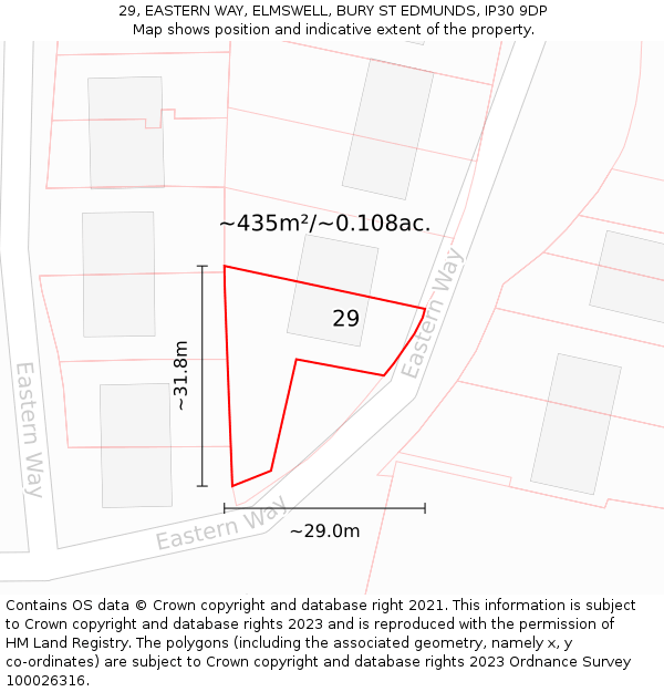 29, EASTERN WAY, ELMSWELL, BURY ST EDMUNDS, IP30 9DP: Plot and title map