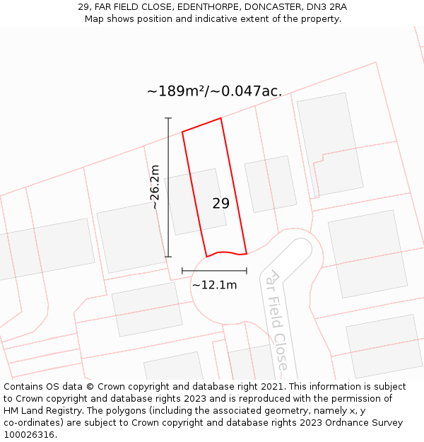 29, FAR FIELD CLOSE, EDENTHORPE, DONCASTER, DN3 2RA: Plot and title map