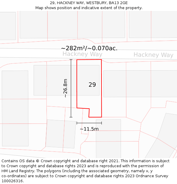 29, HACKNEY WAY, WESTBURY, BA13 2GE: Plot and title map