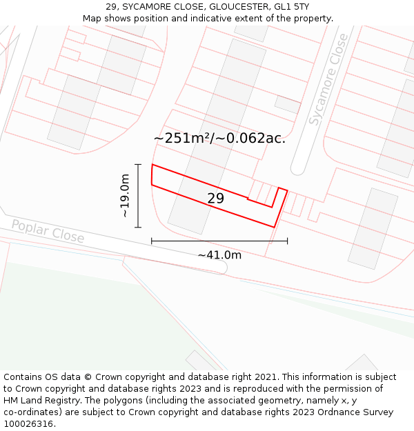 29, SYCAMORE CLOSE, GLOUCESTER, GL1 5TY: Plot and title map