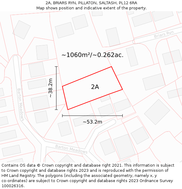 2A, BRIARS RYN, PILLATON, SALTASH, PL12 6RA: Plot and title map