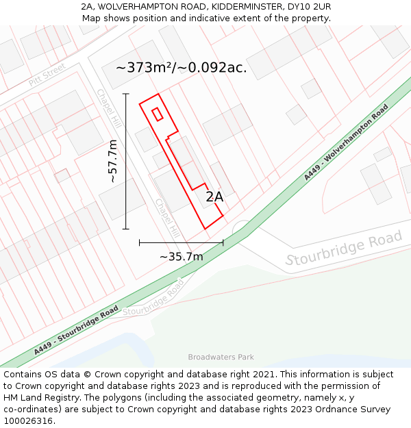 2A, WOLVERHAMPTON ROAD, KIDDERMINSTER, DY10 2UR: Plot and title map