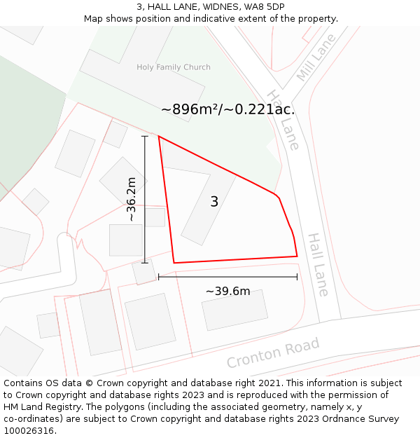 3, HALL LANE, WIDNES, WA8 5DP: Plot and title map