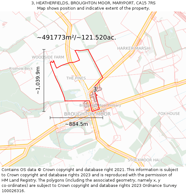 3, HEATHERFIELDS, BROUGHTON MOOR, MARYPORT, CA15 7RS: Plot and title map