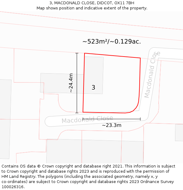 3, MACDONALD CLOSE, DIDCOT, OX11 7BH: Plot and title map