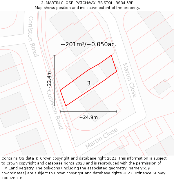 3, MARTIN CLOSE, PATCHWAY, BRISTOL, BS34 5RP: Plot and title map