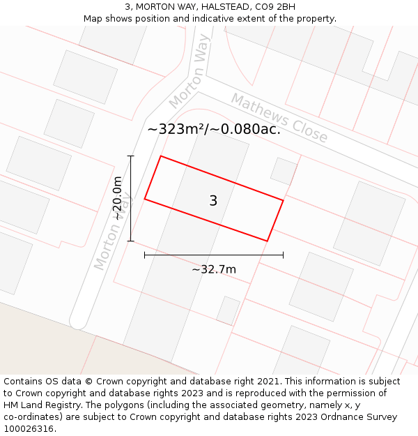 3, MORTON WAY, HALSTEAD, CO9 2BH: Plot and title map