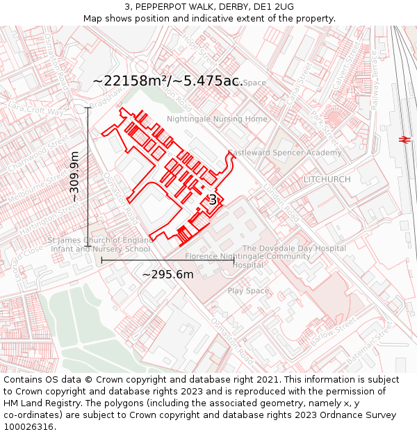 3, PEPPERPOT WALK, DERBY, DE1 2UG: Plot and title map