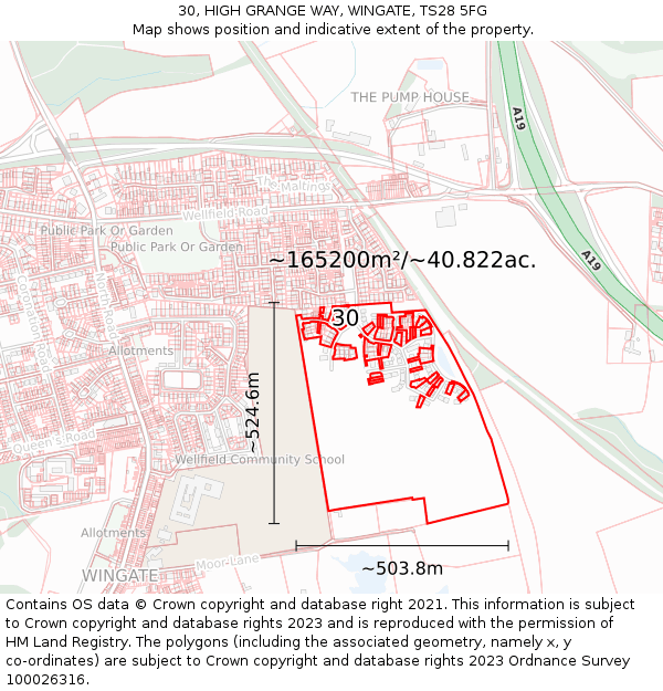 30, HIGH GRANGE WAY, WINGATE, TS28 5FG: Plot and title map