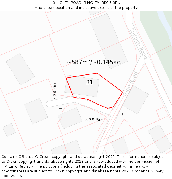 31, GLEN ROAD, BINGLEY, BD16 3EU: Plot and title map