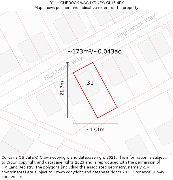 31, HIGHBROOK WAY, LYDNEY, GL15 4BY: Plot and title map