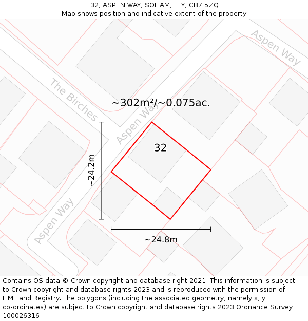 32, ASPEN WAY, SOHAM, ELY, CB7 5ZQ: Plot and title map