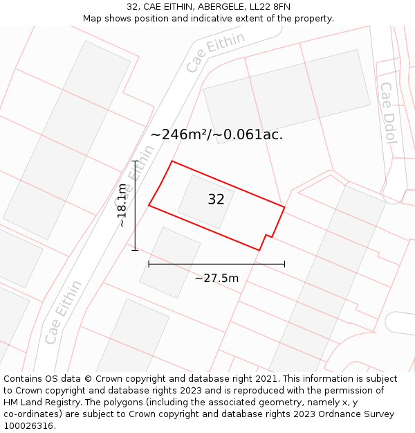 32, CAE EITHIN, ABERGELE, LL22 8FN: Plot and title map