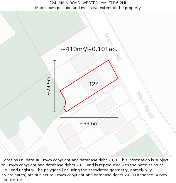 324, MAIN ROAD, WESTERHAM, TN16 2HL: Plot and title map