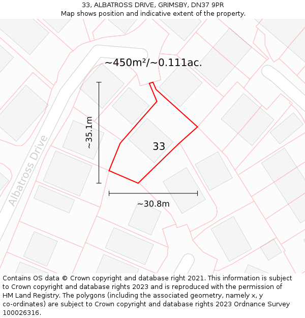 33, ALBATROSS DRIVE, GRIMSBY, DN37 9PR: Plot and title map