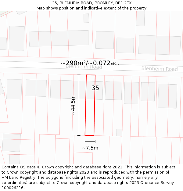 35, BLENHEIM ROAD, BROMLEY, BR1 2EX: Plot and title map