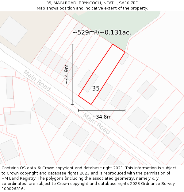 35, MAIN ROAD, BRYNCOCH, NEATH, SA10 7PD: Plot and title map