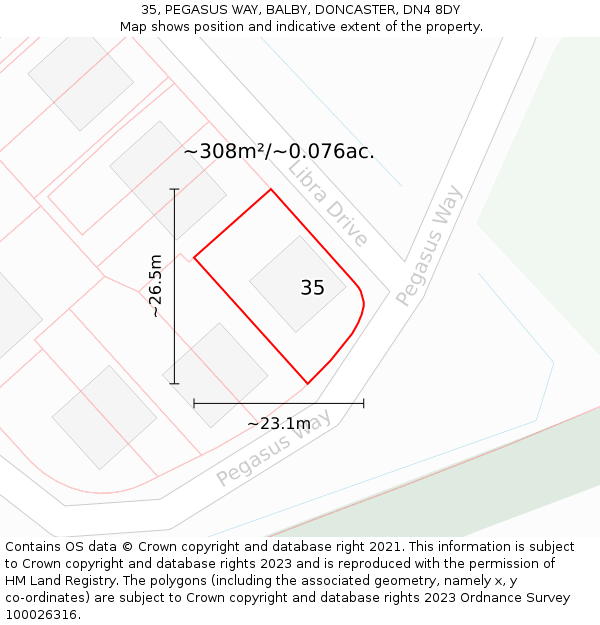 35, PEGASUS WAY, BALBY, DONCASTER, DN4 8DY: Plot and title map